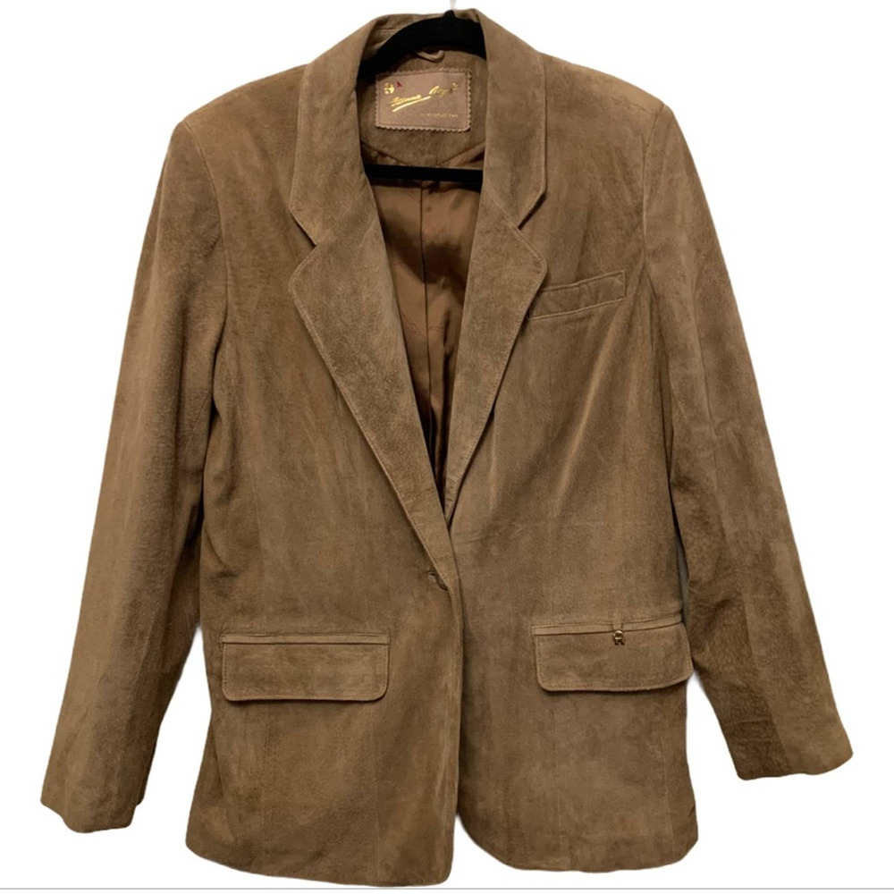 Etienne Aigner Brown Suede Leather Blazer Jacket